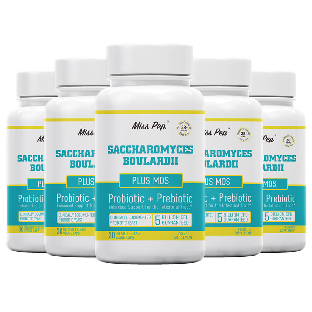 Misspep 250 mg Saccharomyces Boulardii Probiotics Plus MOS Yeast Fraction for Gut Health, 5 Billion CFU
