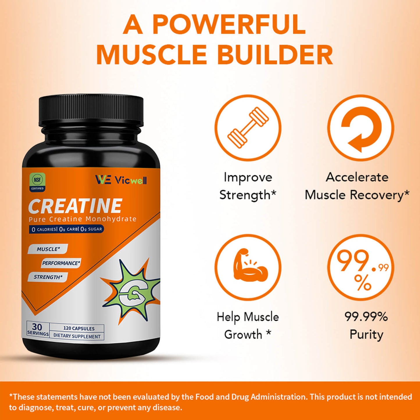 Vicwell 2800mg Creatine Monohydrate Capsules