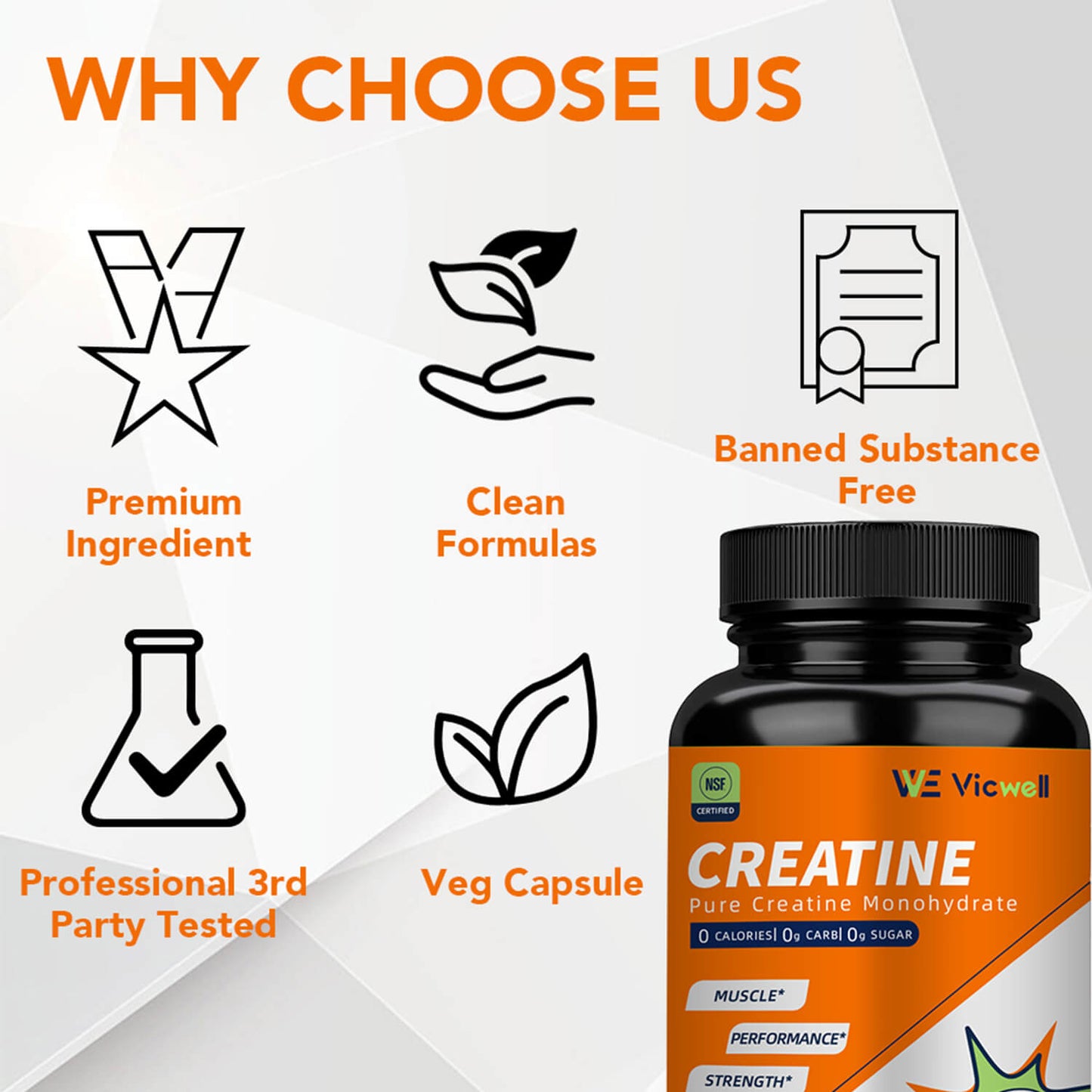 Vicwell 2800mg Creatine Monohydrate Capsules