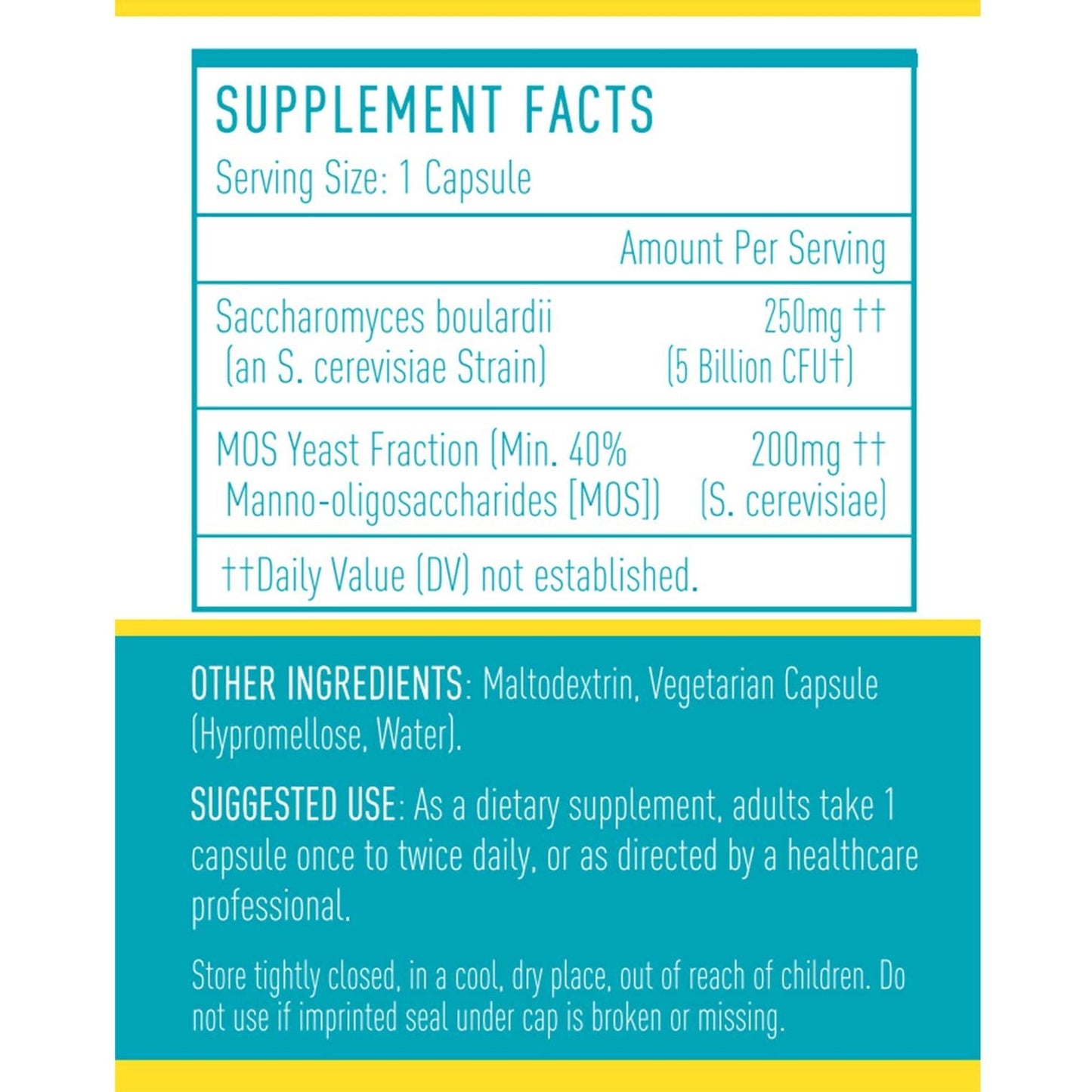 Misspep 250 mg Saccharomyces Boulardii Probiotics Plus MOS Yeast Fraction for Gut Health, 5 Billion CFU